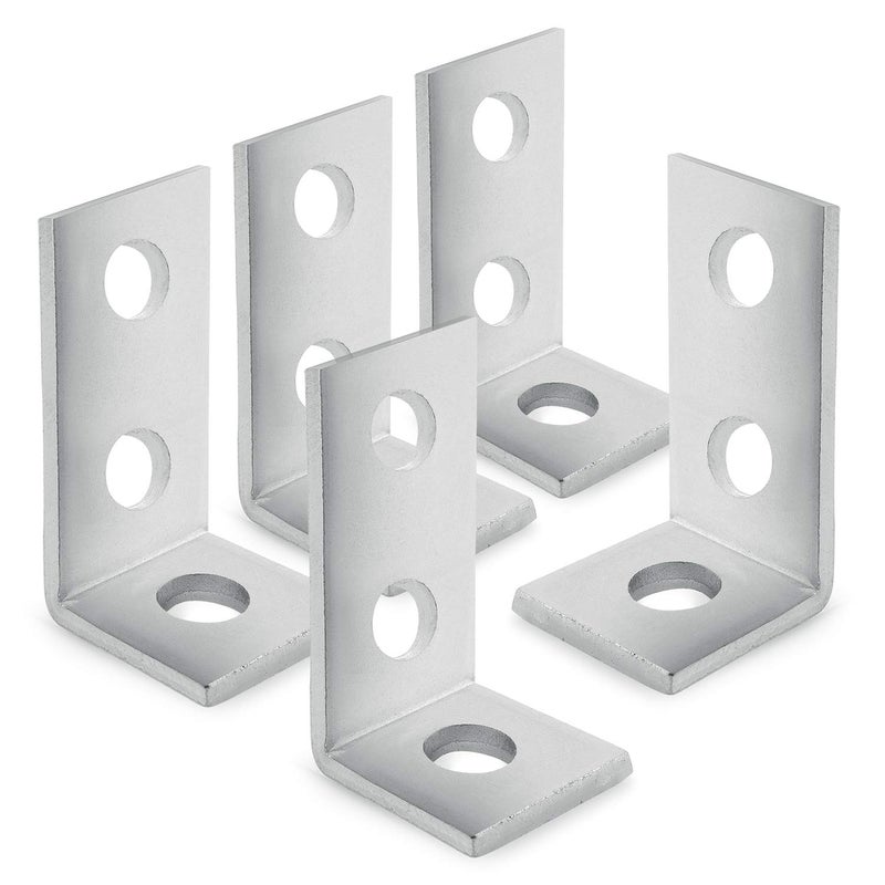 OHLECTRIC (5 Pack) 3 Hole Cross Corner Angle Brackets - Premium Zinc Electroplated Steel | 1-5/8"" x 1/4"", 9/16"" Holes - Heavy-Duty Metal Braces for Wood, Metal, Framing & Structural Support - Image 2